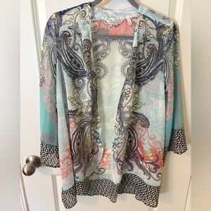Soft Surroundings Muse Kimono Open Front Boho flowy Layer | Like New